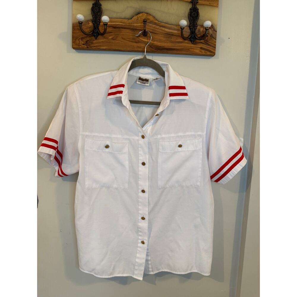 Nautical Anchor buttons summer vintage top, women’s size L